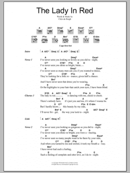 page one of The Lady In Red (Guitar Chords/Lyrics)