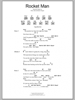 page one of Rocket Man (I Think It's Gonna Be A Long Long Time) (Guitar Chords/Lyrics)