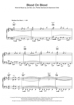 page one of Blood On Blood (Piano, Vocal & Guitar Chords)