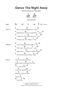 page one of Dance The Night Away (Guitar Chords/Lyrics)