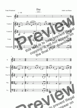 page one of Ilse: For voice with string quartet. The text is from Frank Wedekind.