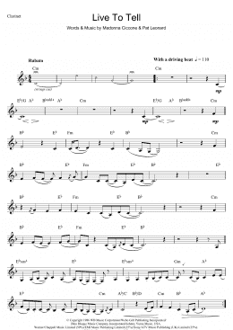 page one of Live To Tell (Clarinet Solo)