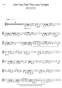 page one of Can You Feel The Love Tonight (from The Lion King) (Clarinet Solo)