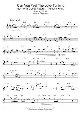 page one of Can You Feel The Love Tonight (from The Lion King) (Alto Sax Solo)