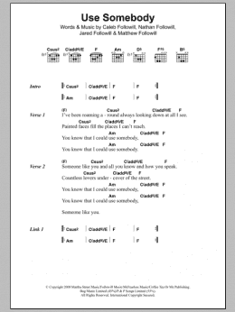 page one of Use Somebody (Guitar Chords/Lyrics)