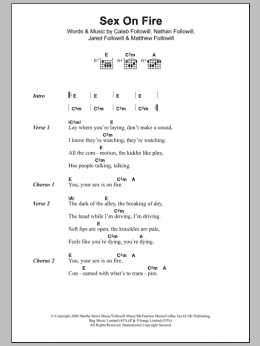 page one of Sex On Fire (Guitar Chords/Lyrics)