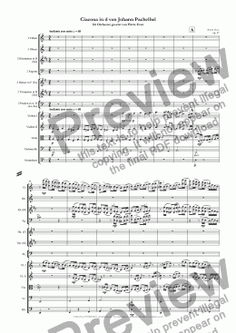 page one of Ciacona in d by Johann Pachelbel, for Orchestra, op. 37