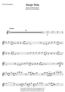 page one of Sleigh Ride (Tenor Sax Solo)