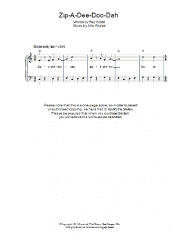 page one of Zip-A-Dee-Doo-Dah (from Song Of The South) (Easy Piano)