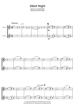 page one of Silent Night (Violin Duet)