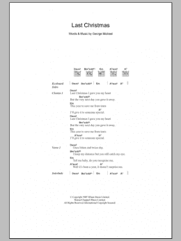 page one of Last Christmas (Guitar Chords/Lyrics)