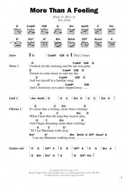 page one of More Than A Feeling (Guitar Chords/Lyrics)