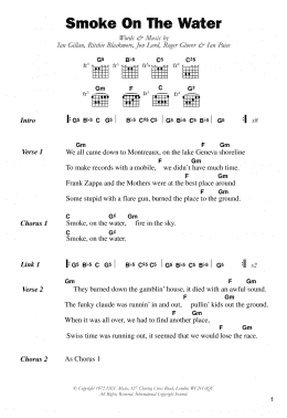 page one of Smoke On The Water (Guitar Chords/Lyrics)