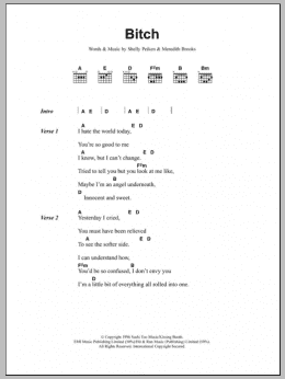 page one of Bitch (Guitar Chords/Lyrics)