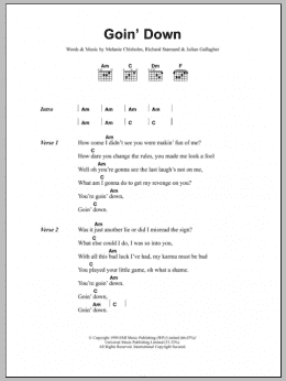 page one of Goin' Down (Guitar Chords/Lyrics)