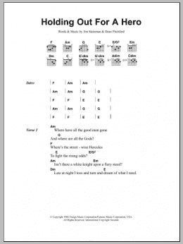 page one of Holding Out For A Hero (Guitar Chords/Lyrics)