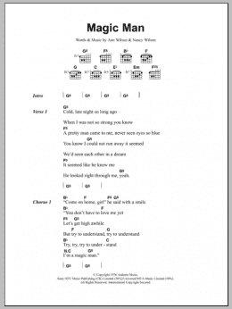 page one of Magic Man (Guitar Chords/Lyrics)