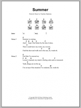 page one of Summer (Guitar Chords/Lyrics)