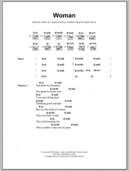 page one of Woman (Guitar Chords/Lyrics)