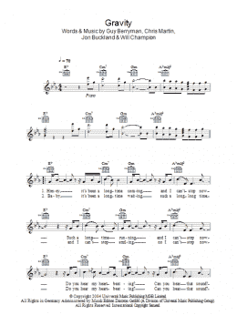 page one of Gravity (Lead Sheet / Fake Book)