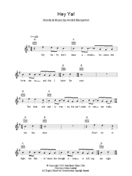 page one of Hey Ya! (Lead Sheet / Fake Book)