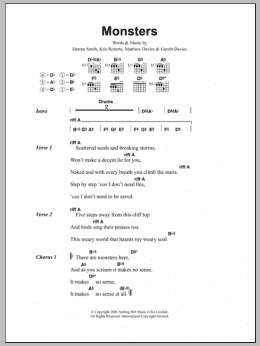 page one of Monsters (Guitar Chords/Lyrics)