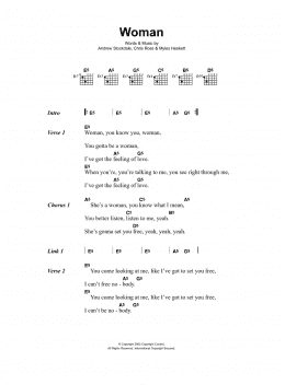 page one of Woman (Guitar Chords/Lyrics)