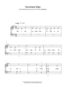 page one of Nowhere Man (Easy Piano)