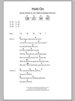 page one of Hold On (Guitar Chords/Lyrics)