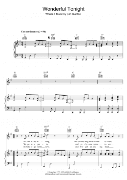 page one of Wonderful Tonight (Piano, Vocal & Guitar Chords)