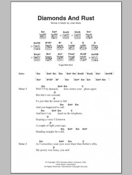 page one of Diamonds And Rust (Guitar Chords/Lyrics)