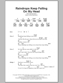 page one of Raindrops Keep Fallin' On My Head (Guitar Chords/Lyrics)