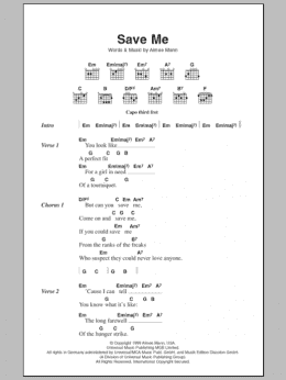 page one of Save Me (Guitar Chords/Lyrics)