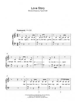 page one of Love Story (Easy Piano)