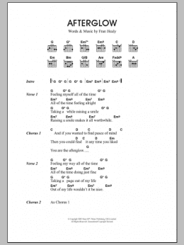 page one of Afterglow (Guitar Chords/Lyrics)