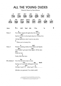 page one of All The Young Dudes (Guitar Chords/Lyrics)