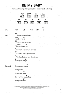 page one of Be My Baby (Guitar Chords/Lyrics)