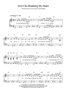 page one of Don't Go Breaking My Heart (Easy Piano)