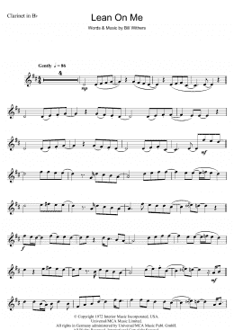 page one of Lean On Me (Clarinet Solo)