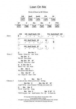 page one of Lean On Me (Guitar Chords/Lyrics)