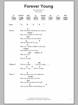 page one of Forever Young (Guitar Chords/Lyrics)