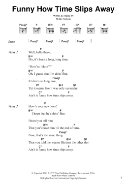 page one of Funny How Time Slips Away (Guitar Chords/Lyrics)