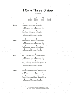 page one of I Saw Three Ships (Guitar Chords/Lyrics)