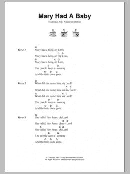 page one of Mary Had A Baby (Guitar Chords/Lyrics)