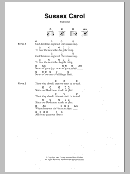 page one of Sussex Carol (Guitar Chords/Lyrics)