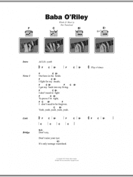 page one of Baba O'Riley (Guitar Chords/Lyrics)