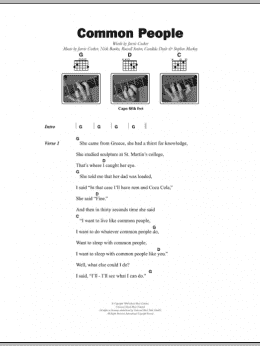 page one of Common People (Guitar Chords/Lyrics)