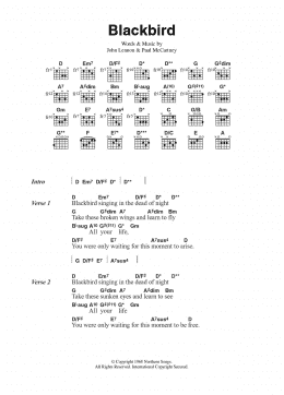 page one of Blackbird (Guitar Chords/Lyrics)