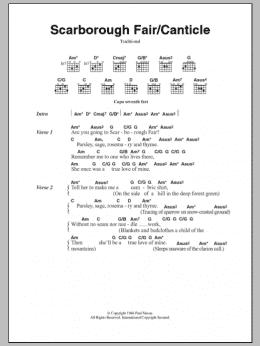 page one of Scarborough Fair/Canticle (Guitar Chords/Lyrics)