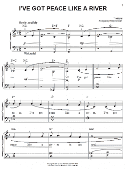 page one of I've Got Peace Like A River (arr. Phillip Keveren) (Easy Piano)